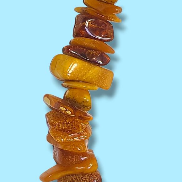 Natural Raw Baltic Amber Chip Necklace 44.7g 26" Butterscotch Cognac Beads - Picture 6 of 15